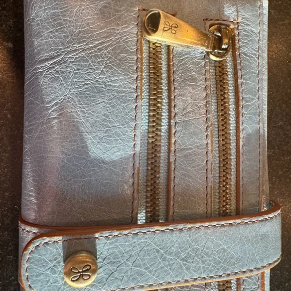 HOBO Light Blue Leather Clutch with Gold Accents - Picture 7 of 8